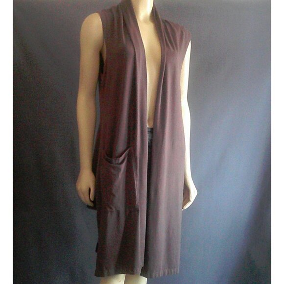 Bryn Walker Taupe Brown Hi Low Large Pocket Long Vest M - Picture 1 of 12
